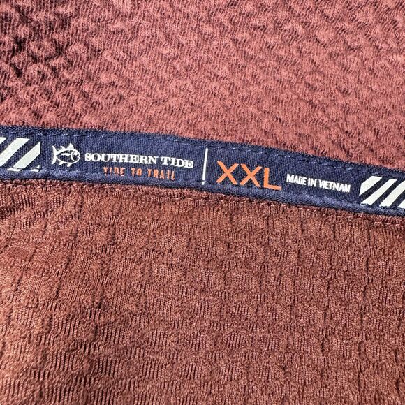 Southern Tide Men's XXL Outbound Quarter Zip Pullover Brown Heather Waffle Knit - Picture 5 of 13